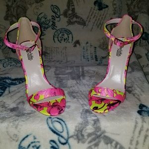 Neon Flower Print Heels